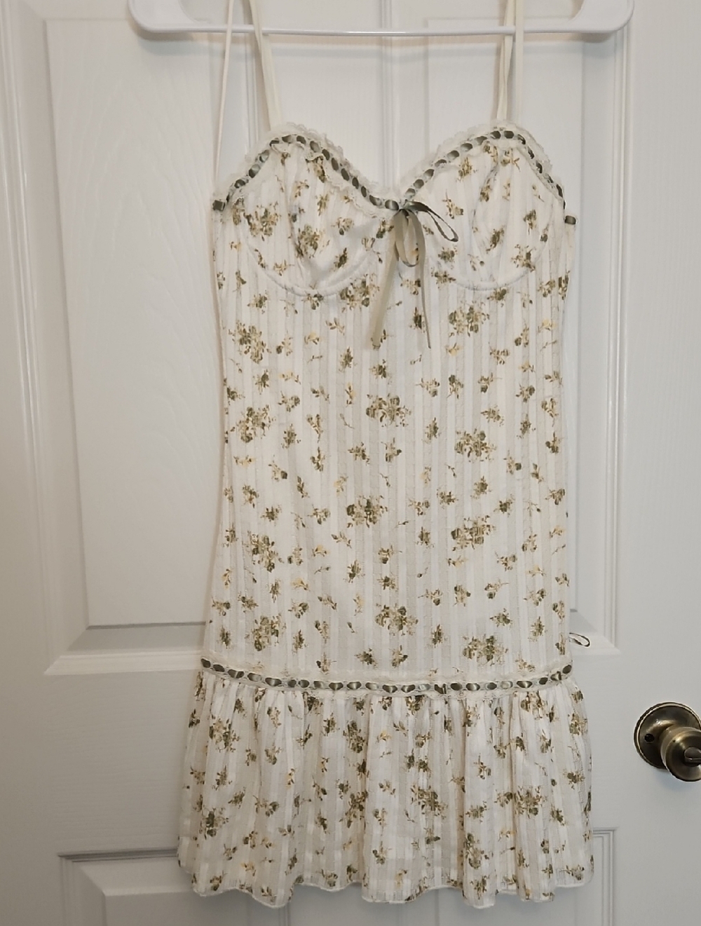 White Floral Spaghetti-Strap Sundress